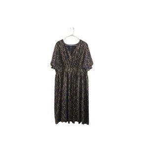 ModCloth Womens 2X Golden Dot Bubbly Feelings Midi Dress Retro Boho Classic